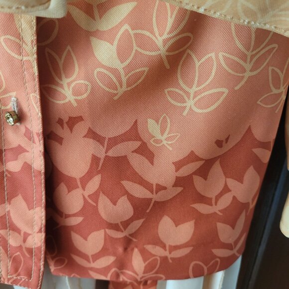 Vintage Style Leslie Fay Two-Piece Gold Orange Floral Buttoned Pantsuit Jacket - Picture 9 of 12